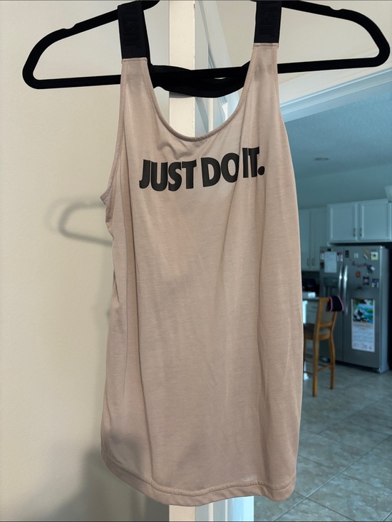 Nike Tops - Nike Light Taupe and Black 'Just Do It.' Athletic Tank